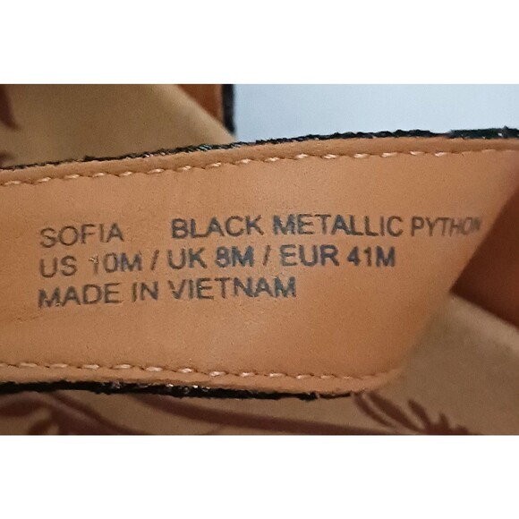 NEW Revere Sofia Blk Metallic Python Strappy Comfort Wedge Sandals US 10M - Picture 9 of 11